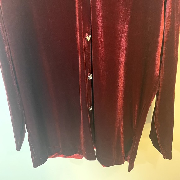 Vintage Disney Velour Long Sleeve Button Up in Burgundy Mickey Mouse SZ Large - Picture 4 of 14